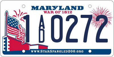 MD license plate 1AD0272