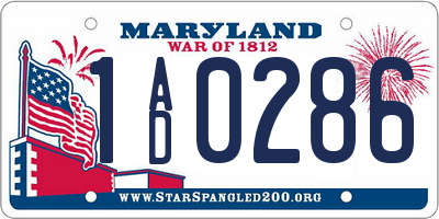 MD license plate 1AD0286
