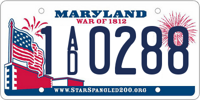 MD license plate 1AD0288