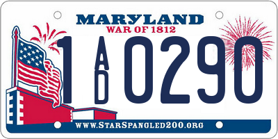 MD license plate 1AD0290