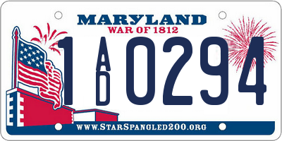 MD license plate 1AD0294