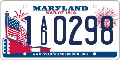 MD license plate 1AD0298
