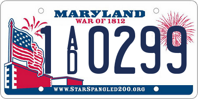 MD license plate 1AD0299
