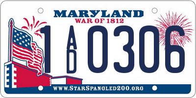 MD license plate 1AD0306