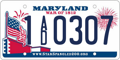 MD license plate 1AD0307