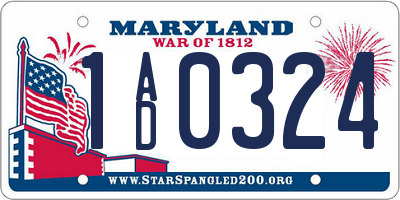 MD license plate 1AD0324