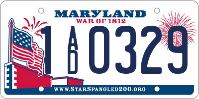 MD license plate 1AD0329
