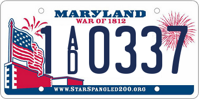 MD license plate 1AD0337