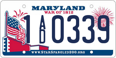 MD license plate 1AD0339