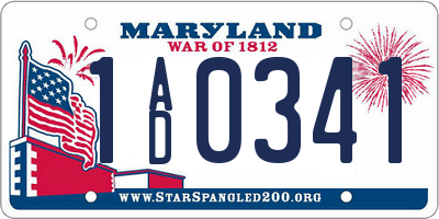 MD license plate 1AD0341
