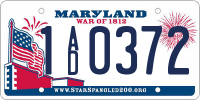 MD license plate 1AD0372