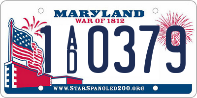 MD license plate 1AD0379
