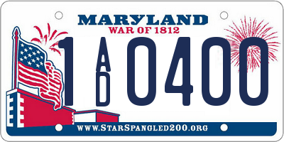 MD license plate 1AD0400