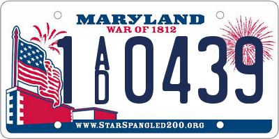 MD license plate 1AD0439