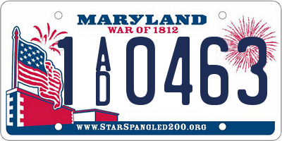 MD license plate 1AD0463