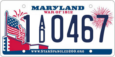 MD license plate 1AD0467