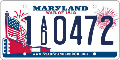 MD license plate 1AD0472