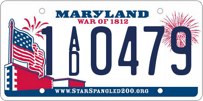 MD license plate 1AD0479