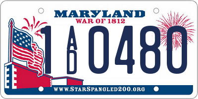 MD license plate 1AD0480