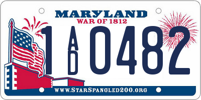 MD license plate 1AD0482