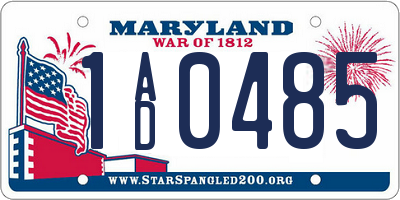 MD license plate 1AD0485