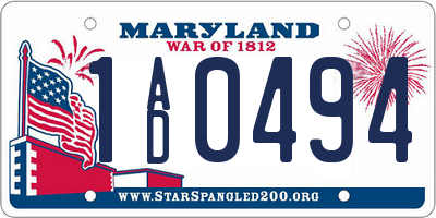 MD license plate 1AD0494