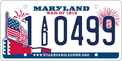 MD license plate 1AD0499