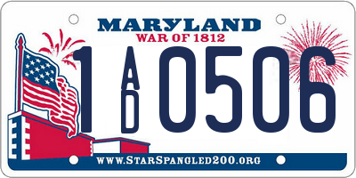 MD license plate 1AD0506