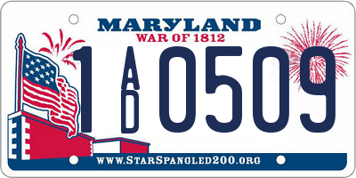 MD license plate 1AD0509