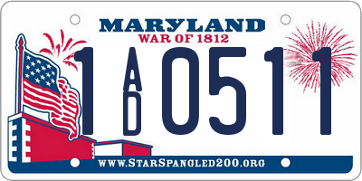 MD license plate 1AD0511