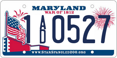 MD license plate 1AD0527