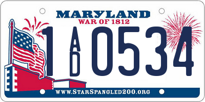 MD license plate 1AD0534