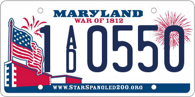 MD license plate 1AD0550