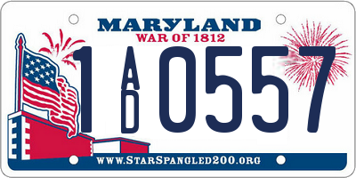 MD license plate 1AD0557