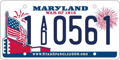 MD license plate 1AD0561