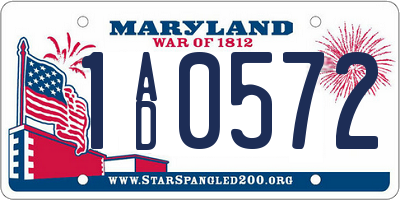MD license plate 1AD0572