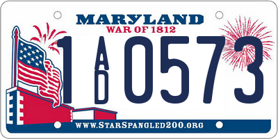 MD license plate 1AD0573