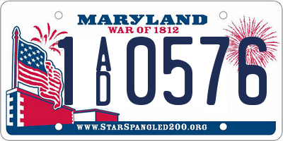 MD license plate 1AD0576
