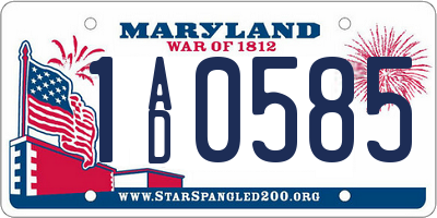 MD license plate 1AD0585