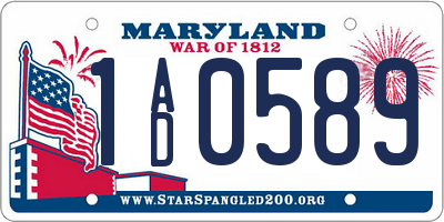 MD license plate 1AD0589