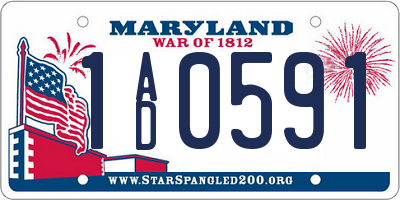 MD license plate 1AD0591