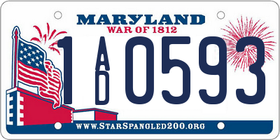 MD license plate 1AD0593