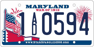 MD license plate 1AD0594