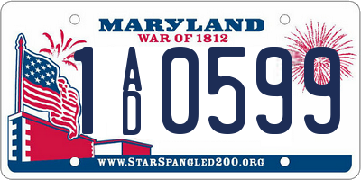 MD license plate 1AD0599