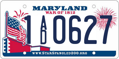 MD license plate 1AD0627