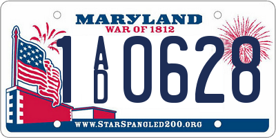 MD license plate 1AD0628