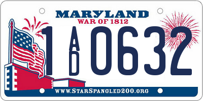 MD license plate 1AD0632