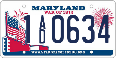 MD license plate 1AD0634