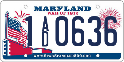 MD license plate 1AD0636
