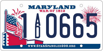 MD license plate 1AD0665